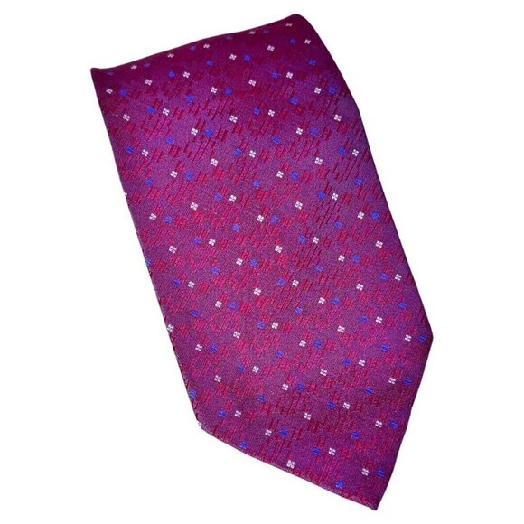 VTG Valentino Cravatte Men purple/pink Geo Print Silk Necktie - Picture 4 of 4